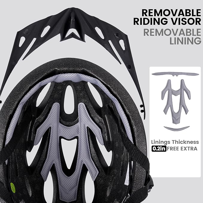 Adult Bike Helmet for Commuting and Cycling, Bicycle Helmet with Rechargeable Rear LED Light & Magnetic Goggles & Removable Sun Visor, Mountain and Road Bicycle Helmets for Men and Women 3 in 1