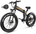 Wooken 26" x4.0 Fat Tire Electric Bike, Folding Electirc Bike for Mountain Commuter, Peak 1000W Motor 21.6 MPH, Ebikes for Adults with 48V/10.4Ah Removable Battery, Suspension Fork, 21 Speed Ebike