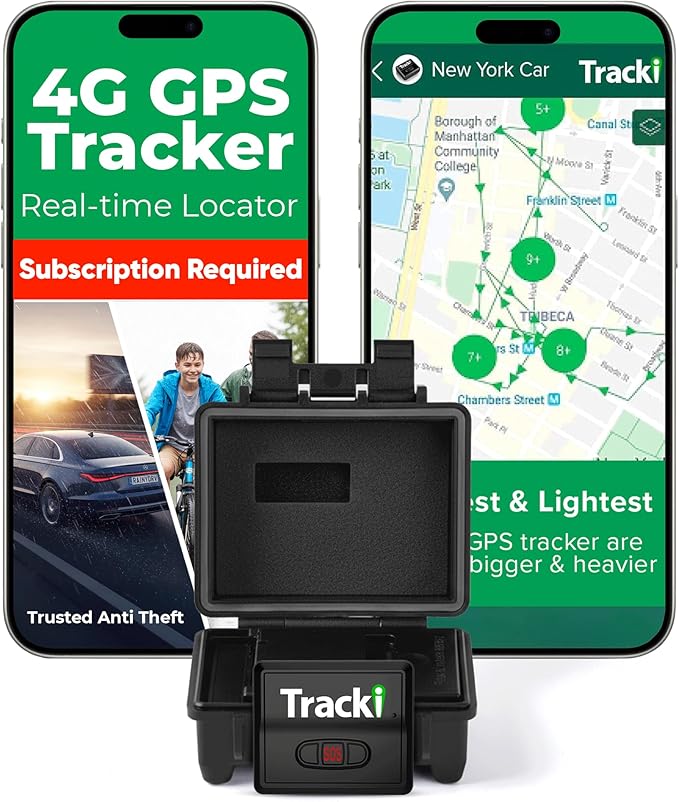Tracki GPS Tracker with Waterproof Magnetic Mini Box and +3500mAh Battery Extender for Vehicles - 4G LTE, US-Made Tech Small GPS Tracking Device for Car, US & Worldwide (Subscription Required)