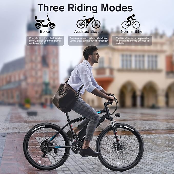 TotGuard Electric Bike for Adults, 27.5" Electric Bike 500W Ebike 20MPH Adult Electric Bicycles Electric Mountain Bike,48V 499WH Removable Lithium Battery,21-Speed Gears,Lockable Suspension Fork