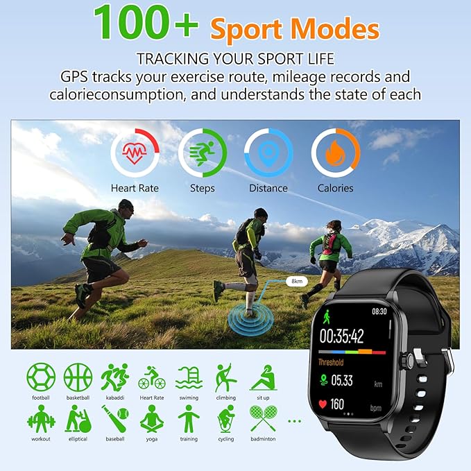 Smart Watch for Women Men with Text and Call, 2026 New AI Smartwatches with Heart Rate/SpO2/Sleep/Stress Monitor, 100+ Sports Modes, GPS Fitness Watches Compatible with iOS/Android