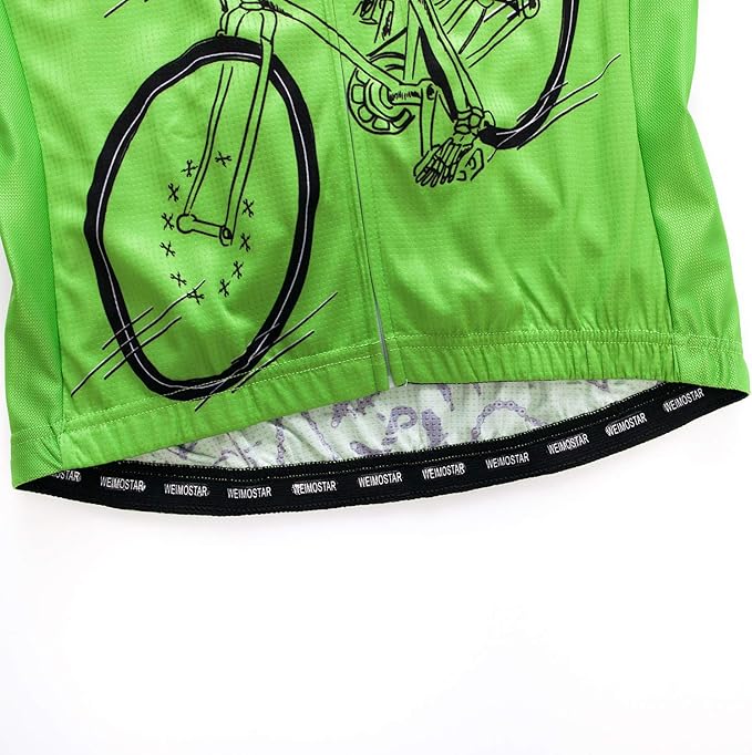 Men Cycling Jersey Skull Bike Short Sleeve Tops Quick-Dry Reflective 3-Pockets S-3XL
