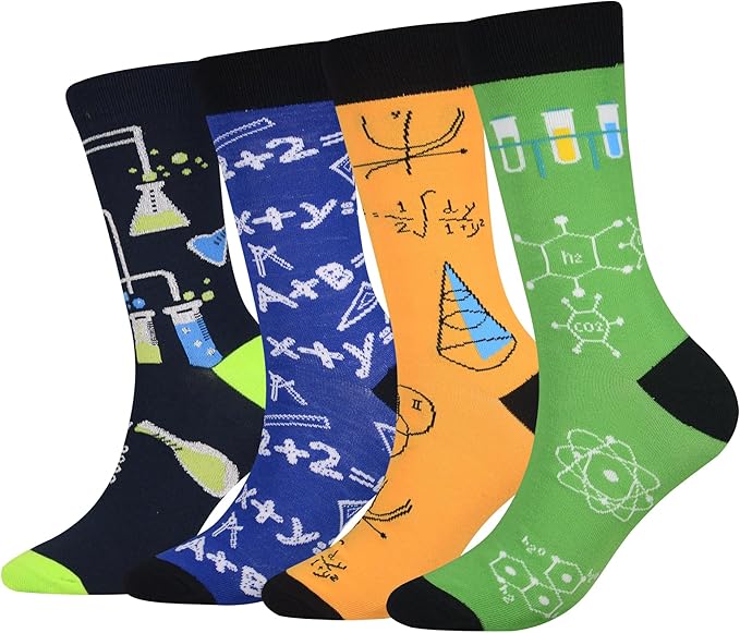 Cansok Men's 2/4 Packs Fun Crazy Novelty Dress Crew Socks