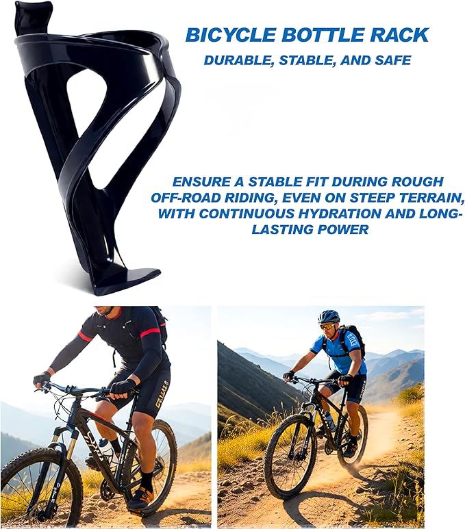 Bike Water Bottle Holder, Ultra-Light Water Bottle Bike Cage with Stainless Steel Screws Tool, Universal Bike Cup Holder, for Road MTB Mountain Bikes (1, Black)