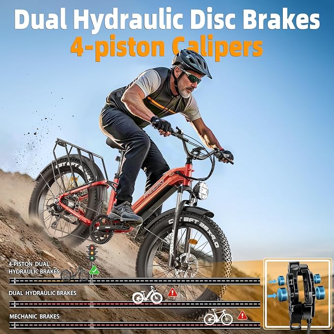 FREESKY Wildcat Ultra 3000W Electric Bike for Adults 105mile Long Range Step-Thru Ebike Motor 37MPH Dirt E Bike 25Ah Samsung Battery 26'' Fat Tire Electric Bicycle Full Suspension for Commute