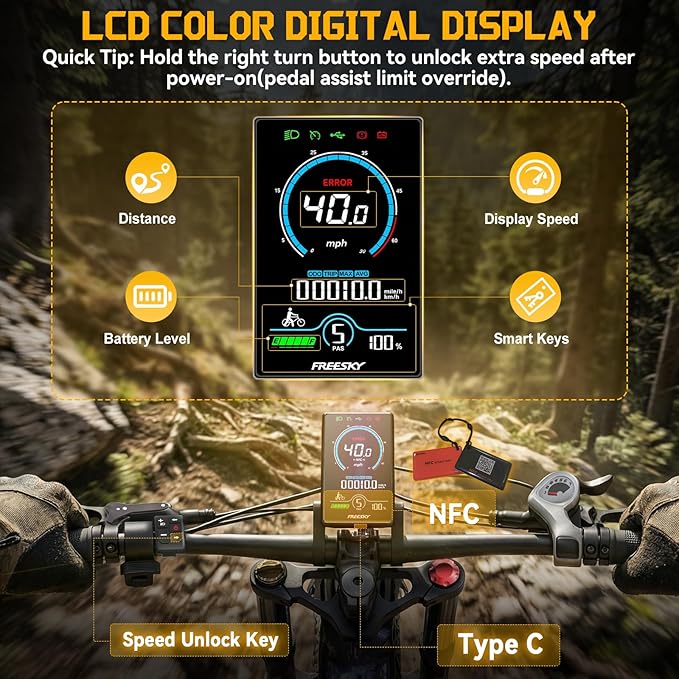FREESKY Dual Battery Electric Bike for Adults, 48V 41AH 160 Miles Long Range E Bike, 4000W Motor 40MPH+, 26" Fat Tire Fast Mountain EBike, Full Suspension & Hydraulic Brakes, UL 2849 Certified by TÜV