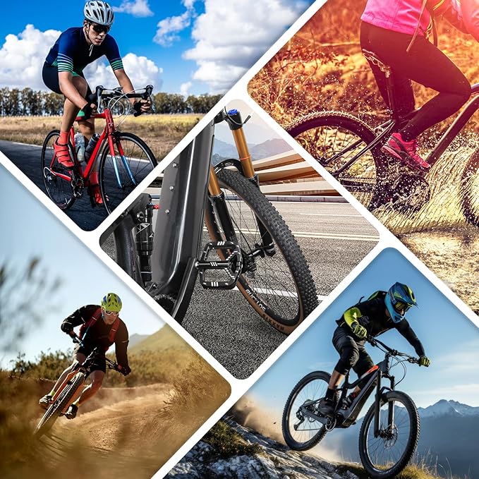 BUCKLOS MTB Flat Pedals Mountain Bike Pedals, 3 Bearings CNC Adult Road Bike Pedals, Bicycle Platform Aluminum Alloy Non-Slip Pedal for Gravel Bike/BMX 9/16"(Black)