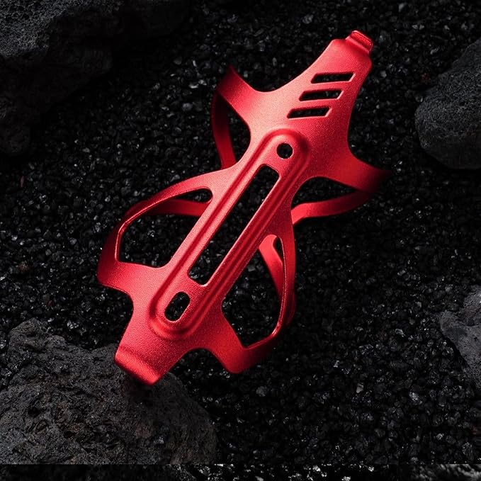Corki Cycles Heavy Duty Bike Water Bottle Holder, Lightweight Aluminum Cage Shockproof Design for Road Mountain Gravel Bikes, Holds 18-30 oz, 1-Pack Red