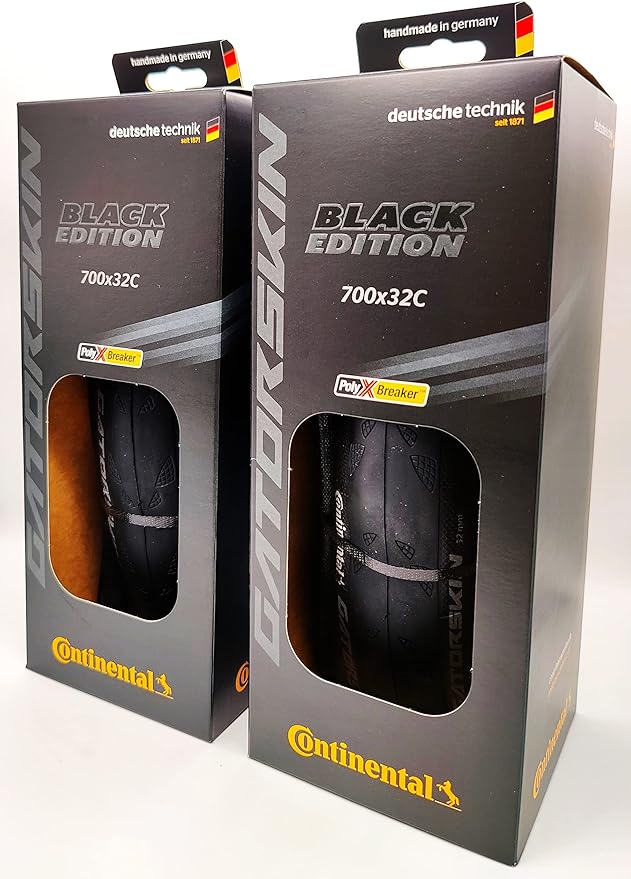 Continental Gatorskin Black Edition - Road Bike Tire | Tough Tire for Daily Riding - PolyX Breaker, Duraskin, 2 Pack