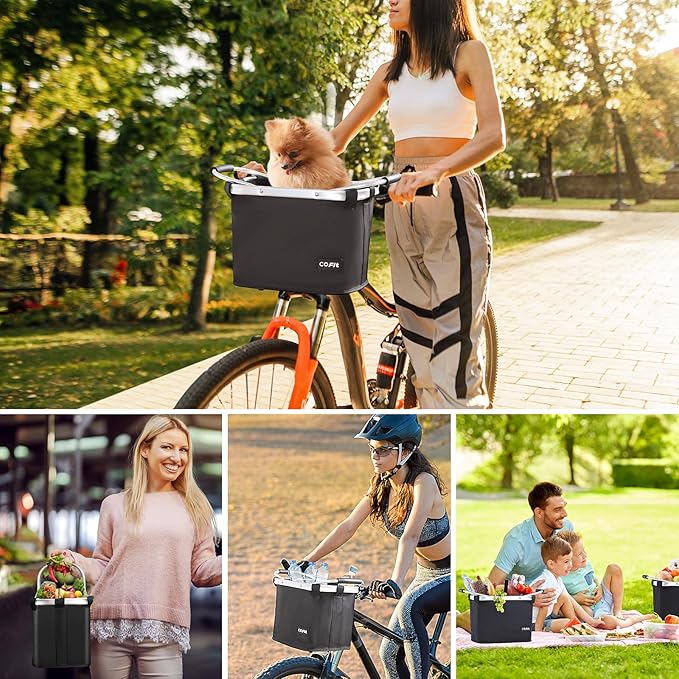 COFIT Detachable Bike Basket, Multi-Purpose Bicycle Handlebar Basket for Pet, Shopping, Commuter, Camping and Outdoor
