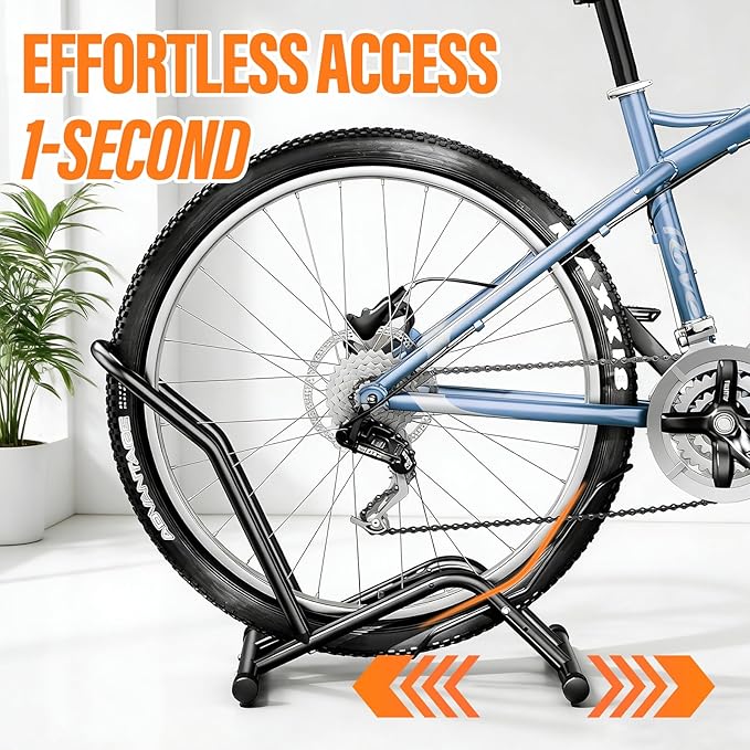 NEW Bike Stand Floor for 16-29" | Roll in/out Bike Rack Garage | Easy Parking Bike Storage | Bicycle Stand Fits Tires <3.4" | In&Outdoor Bike Holder | for Bike Repair & eBike Stand etc.