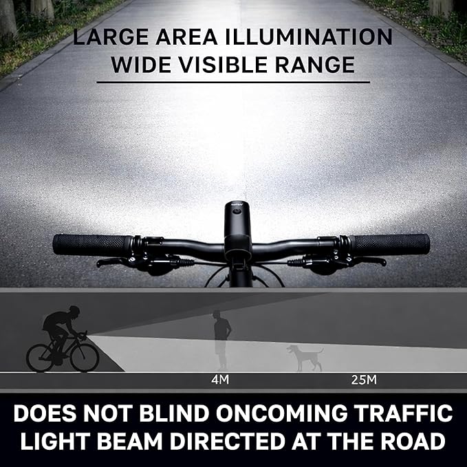 Bike Lights for Night Riding, Bicycle Lights Front and Rear, Light Bar for Ebike Headlight, Bicycle Headlight, LED Bike Lights, Back Tail Light Set, Rechargeable, Scooter Dirt BMX MTB Road