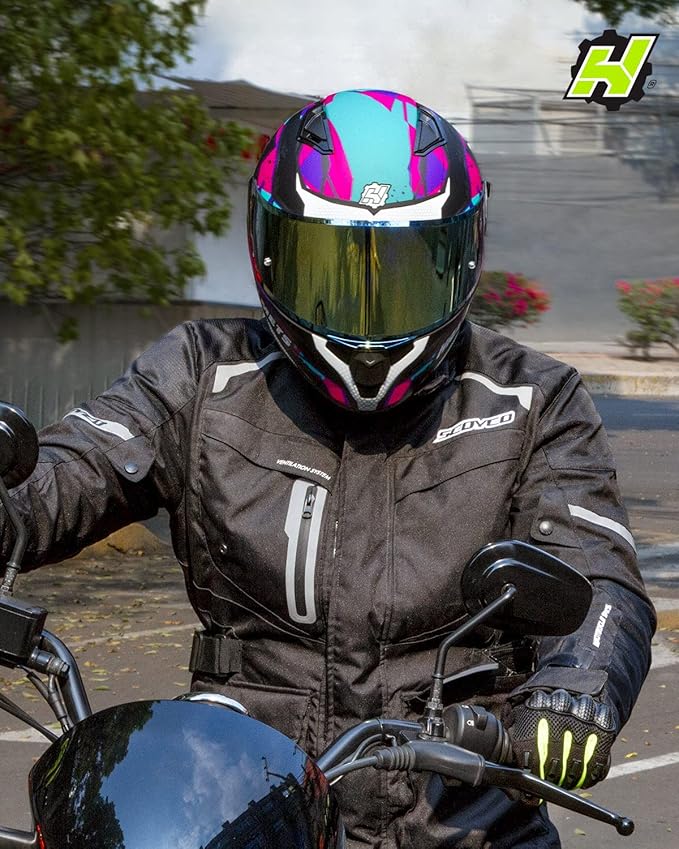 HAX Obsidian Full Face Dual Visor Adult Motorcycle Helmet for Motorbike Street Bike with Pinlock Ready DOT Approved (Blaze Fuchsia,XL)
