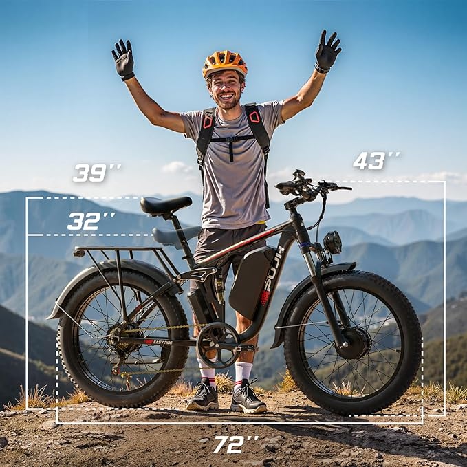 6000W Dual Motor Ebike for Adults, 60V 20Ah Fast Electric Bike 45mph,Up to 110 Miles,24" Fat Tire Full Suspension Electric Bike for Snow Off-Road Commuter Mountain E-Bike for Men Women