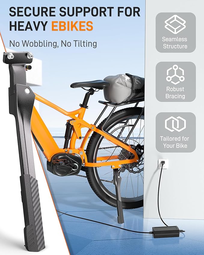 HENMI Bike Kickstand for 24-29 Inch Bicycle, 2 Holes Extra Stable Max Load 176LBS, Non-Slip Base Adult Bicycle Kickstand for Mountain Bike, E-Bike