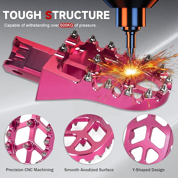 Mini Bike Foot Pegs CNC Anti-Slip Wide Footpegs for Coleman CT100U CT200U BT200X CC100X CRF XR 50 70 110 125 SSR Apollo TaoTao Motorcycle Dirt Bike Pit Bike Pedals Deep Pink