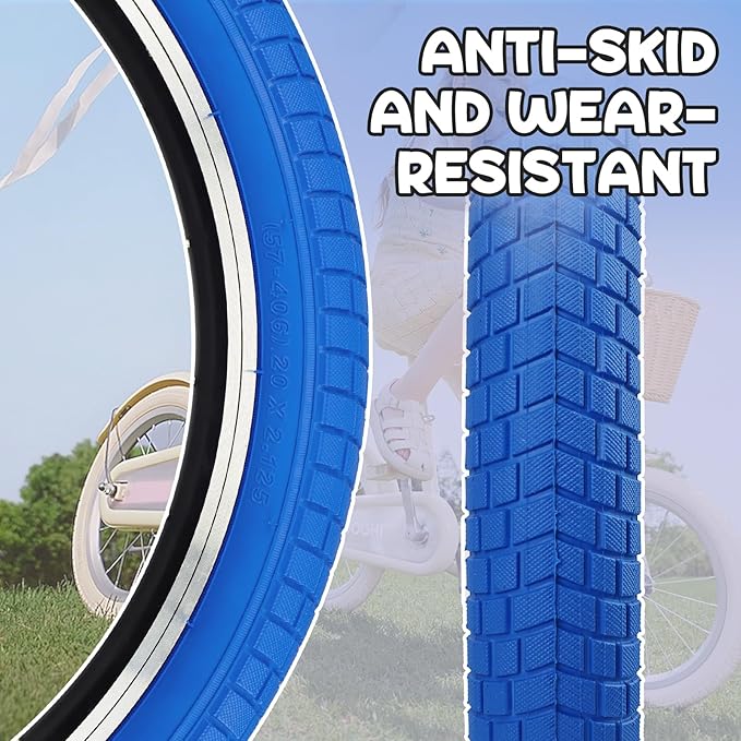 12/16/20x2.125 Bike Tires 1/2 Pack 12/16/20 Inch Kids Folding Replacement Tire/Tube Suitable for Tires 12/20x2.1 12/16/20x2. 125 12/20x2.25, Multiple Colors