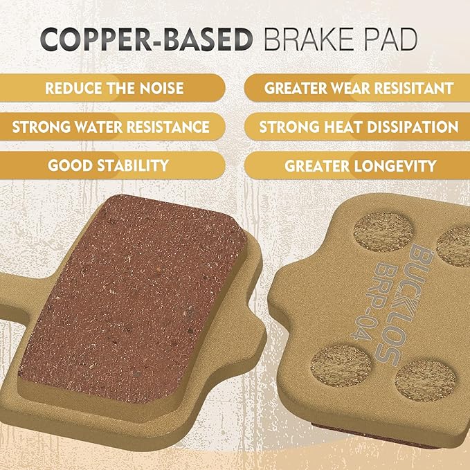 BUCKLOS Bike Disc Brake Pads-Bicycle Disk Brake Pads for Sram Avid Elixir E1 E3 E5 E7 E9 ER ER CR Mag Level TL T Sram XX X0 X7 X9 XXWC DB1 DB3 DB5 for Mountain Bike/Ebike/Road Bike/Scooter