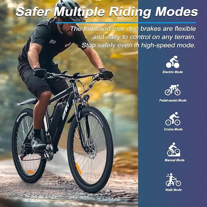 ZNH 750W|1000w Electric Bike for Adults, 48V 13Ah Removable Battery, 26" Electric Mountain Bike, Up to 60 Miles, 7-Speed Ebike, Hydraulic Suspension, LCD Display, UL2849 Certified, TUV
