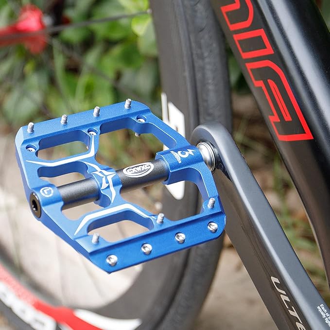 Road/Mountain Bike Pedals - 3 Bearings 9/16” Aluminum Alloy Bicycle Pedals - Mountain Bike Pedal with Removable Anti-Skid Nails