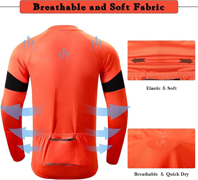 Cycling Jersey Men Bicycle Shirt Short and Long Sleeve MTB Road Biking Jersey with Pockets