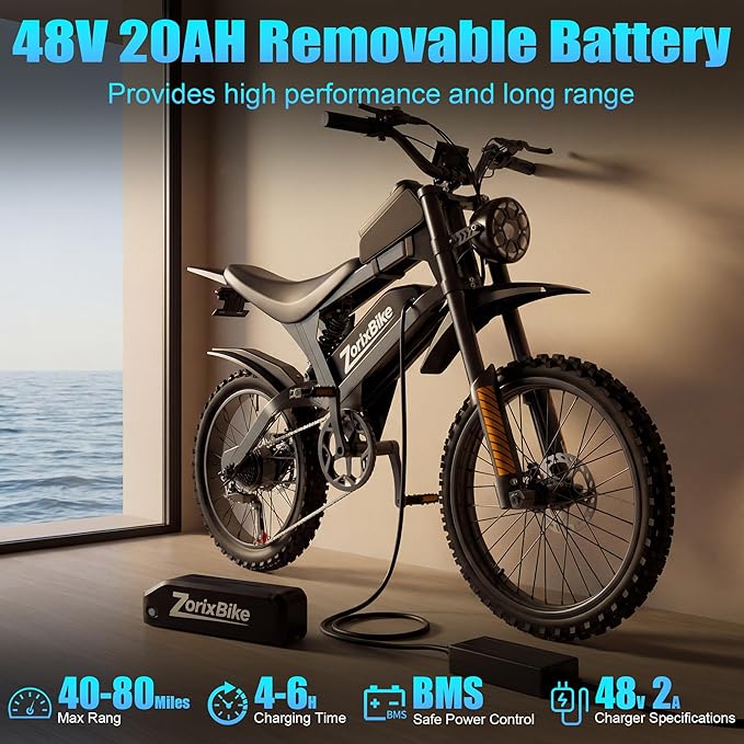 Electric Bike for Adults,48V 20AH - Peak Power 1500/3000W Brushless Motor Electric Bicycle - Max Speed 31-35MPH - Max 80 Miles Range - 20" x 4.0" Fat Tire Dirt E-Bike,7-Speed - UL 2849
