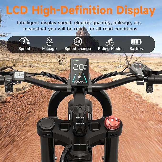 Electric Bike for Adults, 1500W-3000W Peak Ebike with Full Suspension, 20" x 4.0 Fat Tire Retro Scrambler Moped Style, 48V/52V Long Range All-Terrain Electric Bicycle, UL 2849 Certified