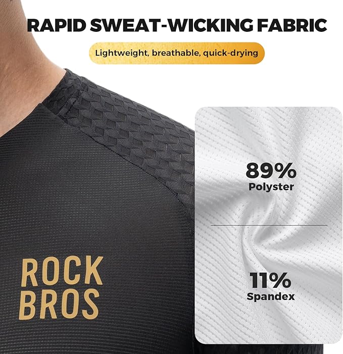 ROCKBROS Men's Cycling Jersey Long Sleeve Shirt Bike Jersey Men with Full Zipper Pocket Quick Dry
