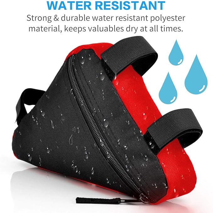 Bike Triangle Frame Bag - Bicycle Cycling Handlebar Front Pouch Saddle Storage Bag for Road and Mountain Bikes (Red)