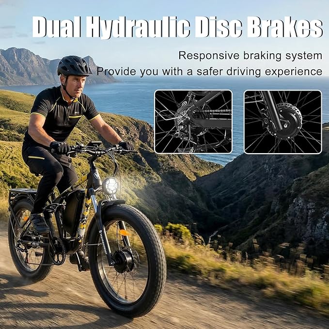 8000w Electric Bike for Adults, 60V 32Ah Battery Ebike, Fat Tire & Long Range Electric Bicycles, 210Nm Mountain Bike Full Suspension, Hydraulic Brake Electric Bicycle