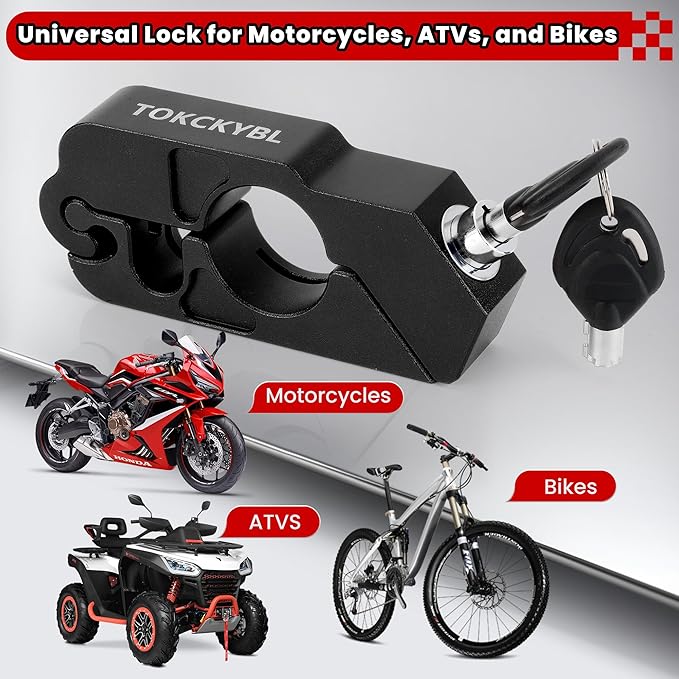 Motorcycle Lock, Heavy Duty Anti Theft Helmet, Brake and Handlebar Lock, Universal for Motorcycles, ATVs, Dirt Bikes, Mopeds，Scooters, Black