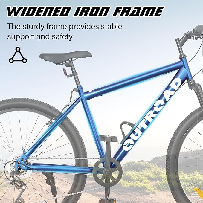 Outroad 26 Inch Comfort Mountain Bike,7-Speed/High-Carbon Steel Adult Bike with V Brakes, Adjustable Ergonomic Seat Bicycle for Men and Women
