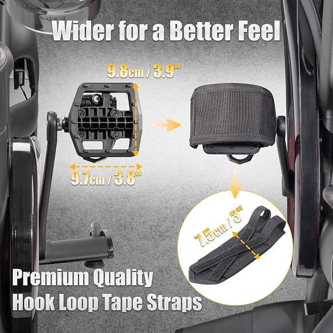 CyclingDeal Strap-in Platform Pedals - Compatible with Peloton Pedals for Peloton Bike & Bike + Anti-Skid Grips Peloton Pedal Converter Peloton Accessories - Ride with Sneakers
