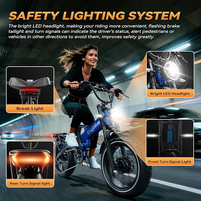 2000W/3000W Peak Motor Electric Bike for Adults, 48V/52V 25AH/30AH Battery Full Suspension Foldable Ebike, 20"x4.0" Fat Tires 35MPH Dirt Bike, 100/120 Miles Hydraulic Brake Magnesium Alloy Motorcycle