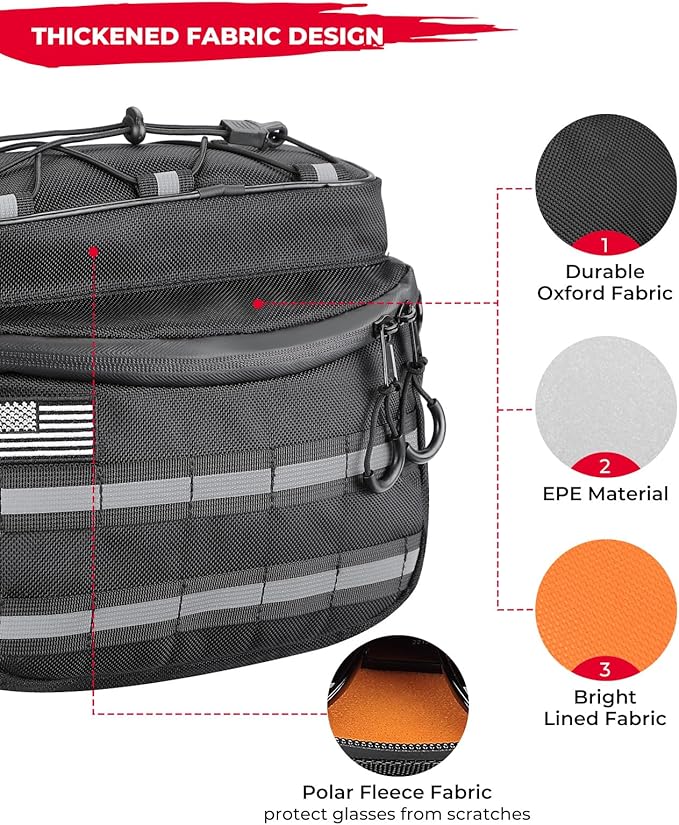 KEMIMOTO Motorcycle Handlebar Tool Bag with Reflective Strips 2.5L Bicycle Handle Bar Bag Sissy Bar Front Fork Storage Pouch Compatible with Cruiser Softail Dyna Sportsters