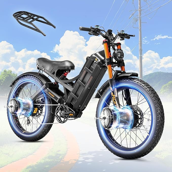 (2025 Version) Eahora Romeo Pro 2 4000W Dual Motor Ebike,46MPH 52V 70AH Battery 200Miles Long Range Ebike,Full Suspension 26'' Fat Tire Electric Bike for Adults with APP Control