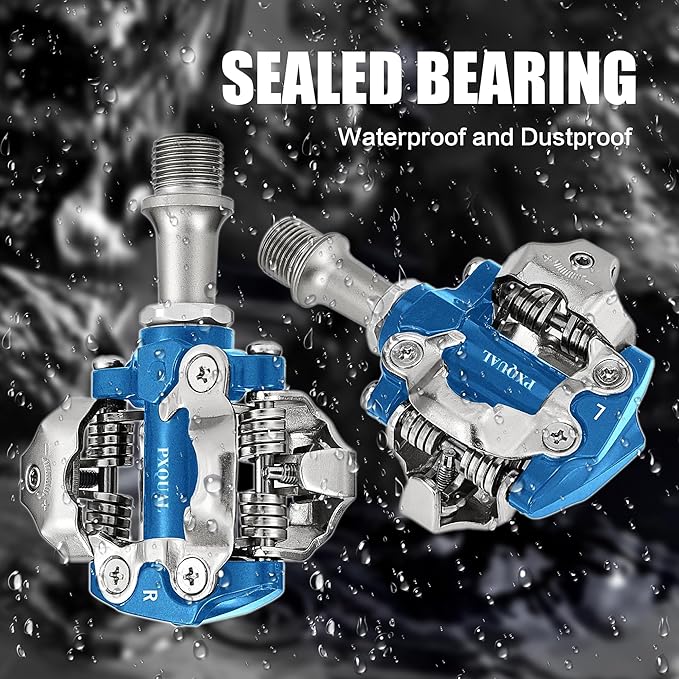 SPD Bike Pedals, 9/16 "Mountain Bike Pedal, Aluminum Alloy Sealed Clipless Pedals Compatible with SPD Type Cleats - Easy Clip in & Out