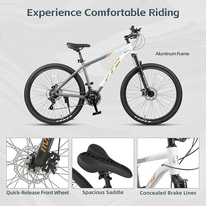 AVASTA Earth 26 27.5 inch Mountain Bike with 21-Speed, Aluminum Frame, Dual Disc Brake, Comfortable Saddle, Multiple Colors