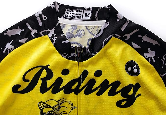Men Cycling Jersey Skull Bike Short Sleeve Tops Quick-Dry Reflective 3-Pockets S-3XL