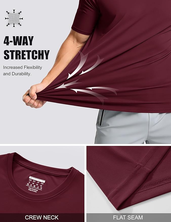 MAGCOMSEN Men's Short Sleeve UPF 50+ T-Shirt Quick Dry Workout Athletic Running Swim Tops Tee Rash Guard Performance Shirts