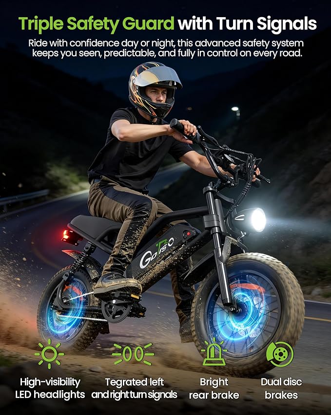 ADISTAR 16” Electric Bike for Adults/Teens, Peak 1500W & 65 Miles Long Range, 48V 15.6Ah Battery, Up to 28Mph, Full Suspension Fat Tire All-Terrain eBike on Mountains,Snow,Sand