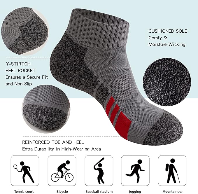 Sock Amazing 6 Pairs Men's Socks Low Cut Ankle Sock Cushion Non Slip No Show Breathable Running Socks for Cycling Fitness