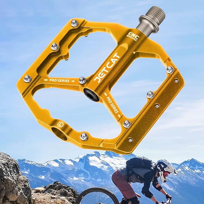 Mountain Bike Pedals Flat - MTB Pedals Flat, Bicycle Pedals, Road Bike Pedals, BMX Pedals, for BMX MTN Road Gravel EBike, Specialized Parts, Adults, Aluminum Metal Stamp 9/16"