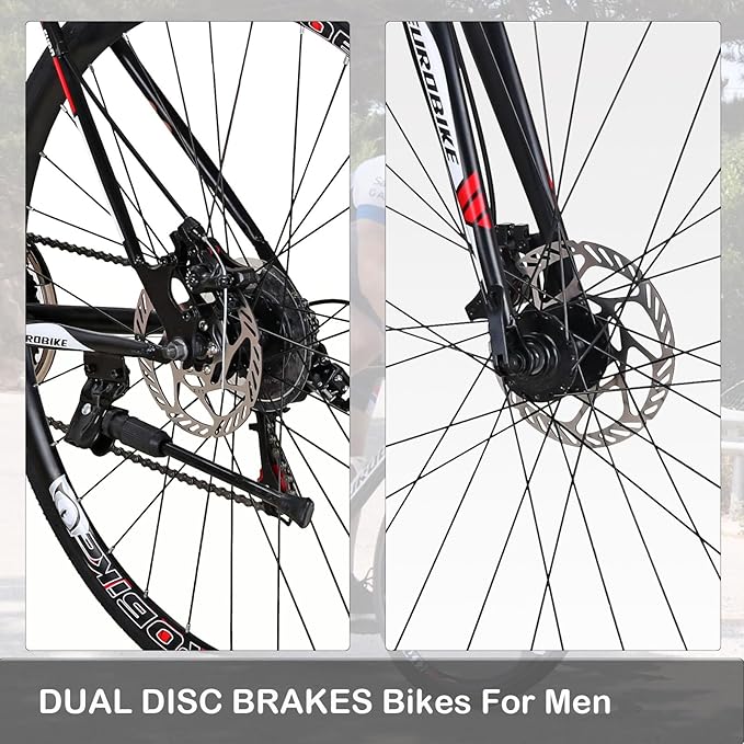 54CM Mens Road Bike,700C Wheels 21 Speed Disc Brake Bicycle for Men