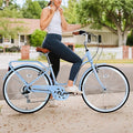 Commuter Bicycle, 26 Inch Ladies Bicycle for Adult, 7-Speed/High-Carbon Steel/Front & Rear Fenders, Ergonomic Upright Design Multiple Colors