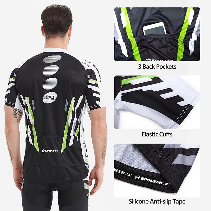 Men Bike Jersey Short Sleeve Road Cycling Shirts Biking Tops Moisture Wicking