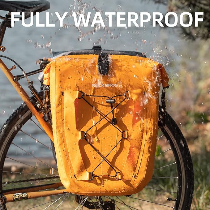 ROCKBROS Bike Panniers Waterproof Bike Rear Rack Bag Max 30L Large Capacity Bike Rear Panniers for Cycling Traveling Commuting 2 Pack