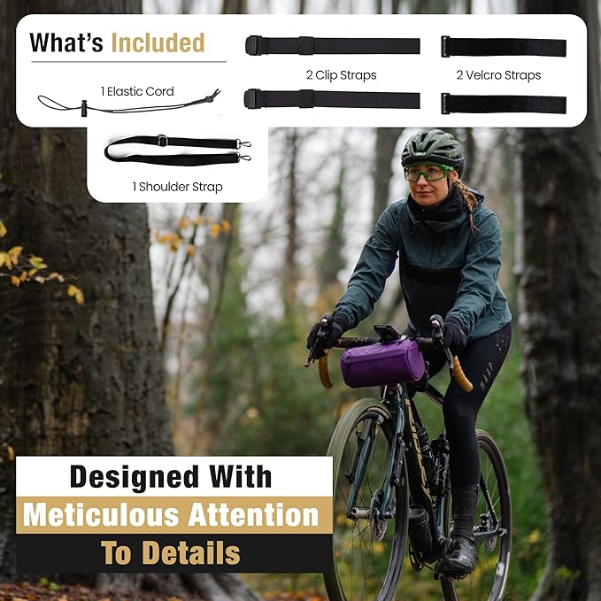 Lumiere & Co. Bike Handlebar Bag – Minimalist Design – 3 Size options, Multiple Colors – Clip Straps, Hook & Loop, Shoulder Strap