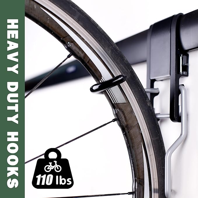 Adjustable Garage Bike Rack – Heavy-Duty Vertical Wall Mount Storage for 4 Bikes & 4 Helmets, Space-Saving Design, 1000 lbs Weight Capacity