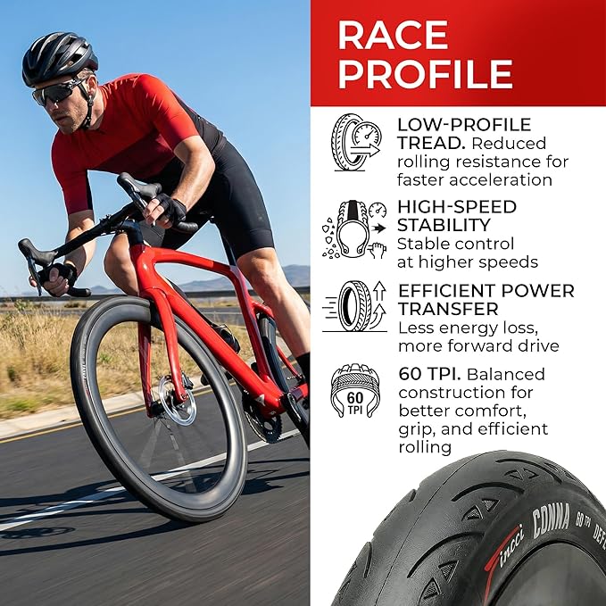 Fincci Set 700x23c Tires Road Bike with 2X Bicycle Inner Tubes 700c - Racing 23-622 1mm Puncture Proof Bike Tires & 60mm Presta Tube - 700c Bike Tire for Folding, Touring, Gravel, E Bikes, Bicycle